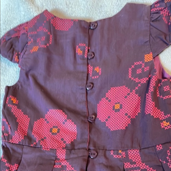 Purple Pleated A-Line Sundress with Puff Cap Sleeves - Picture 7 of 7